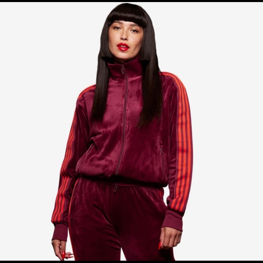 Ivy Park Wine Red Velour Track Jacket- Unisex Large